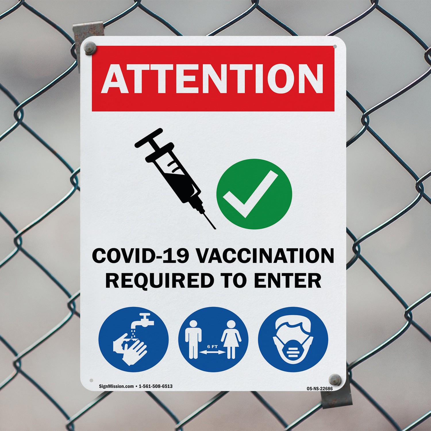 Covid-19 Vaccination Required to Enter Public Safety Sign, Decal 5 or 10 Pack