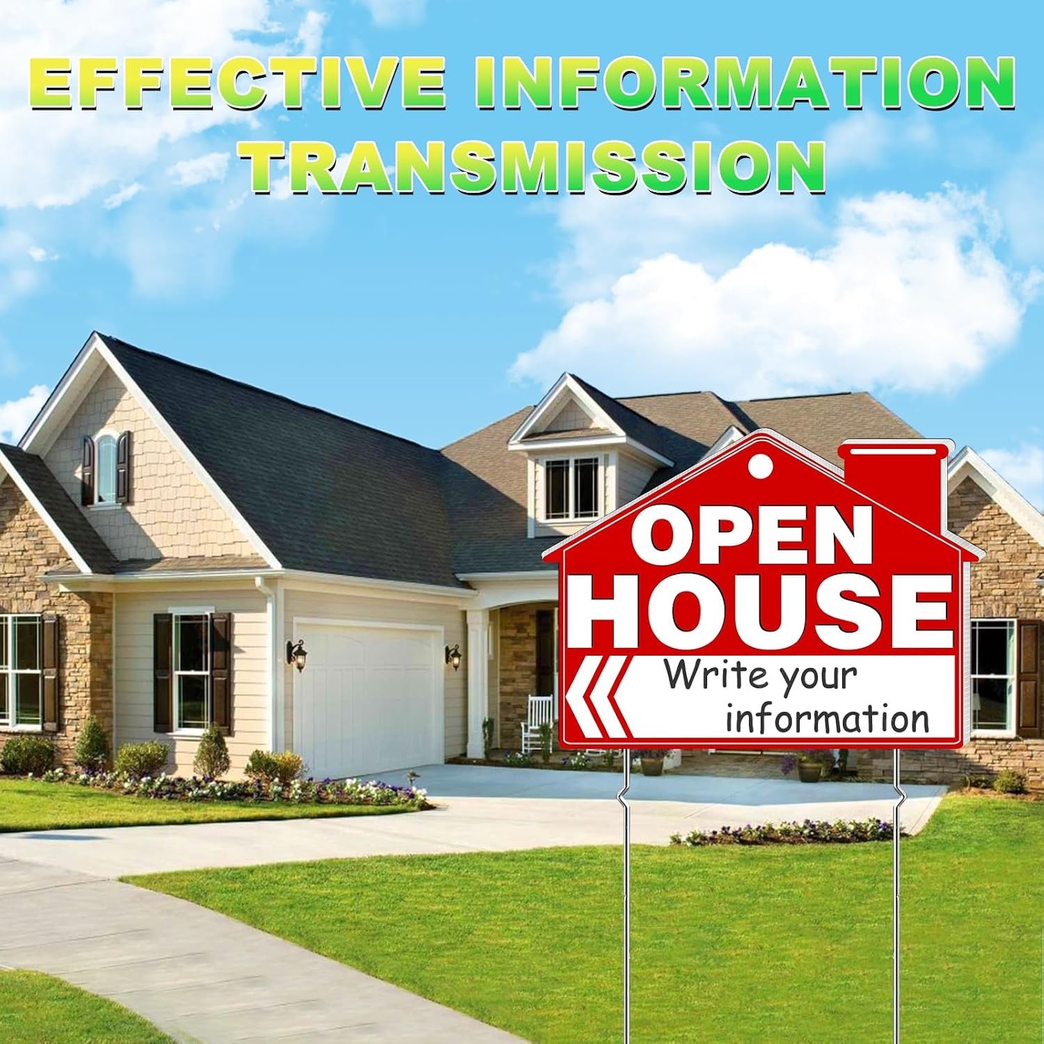 Open House Signs for Real Estate, 5 Packs 17&Prime; x 13&Prime; Large Double Sided Yard S…