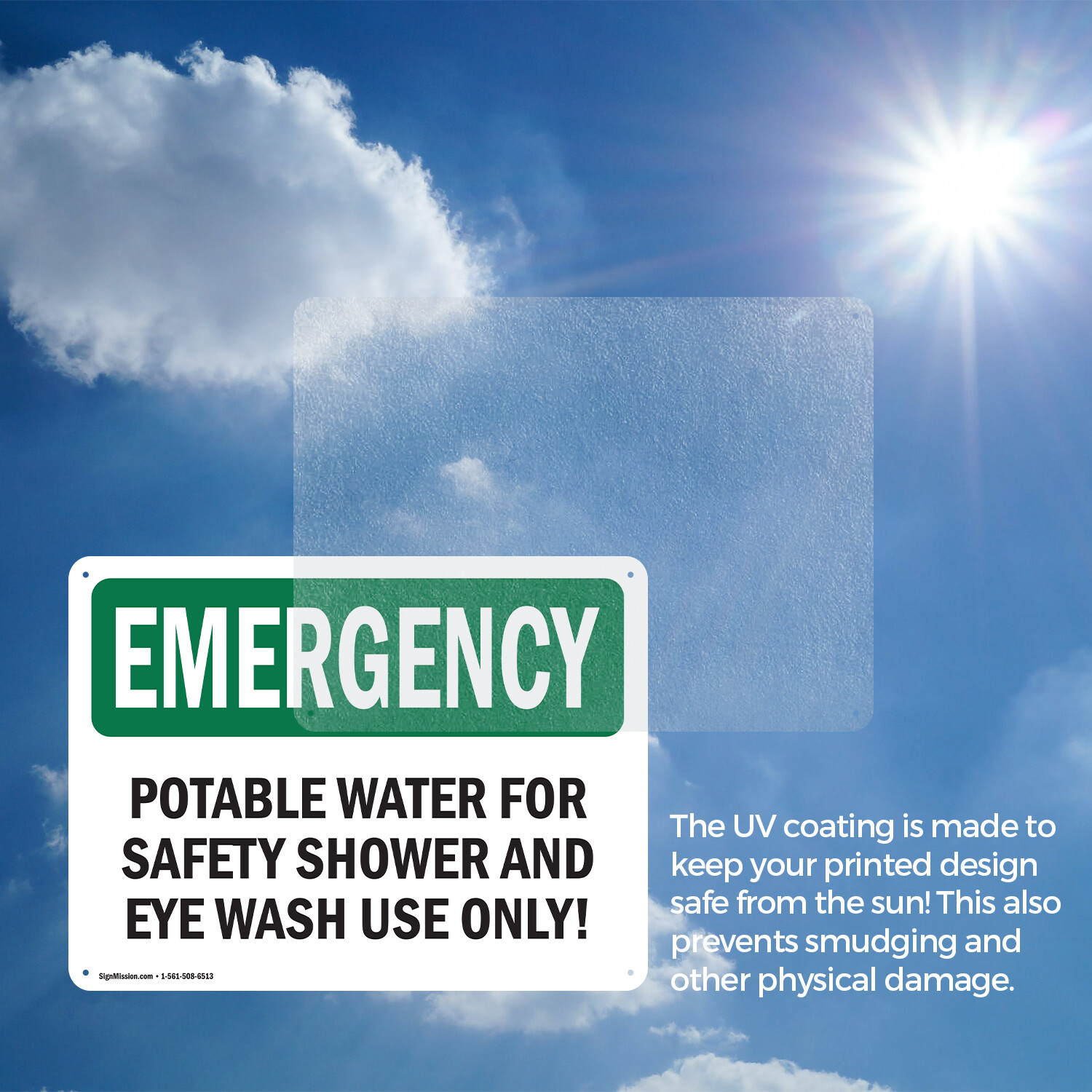 (2 Pack) Potable Water For Safety Shower And Eye OSHA Emergency Sign Decal Metal