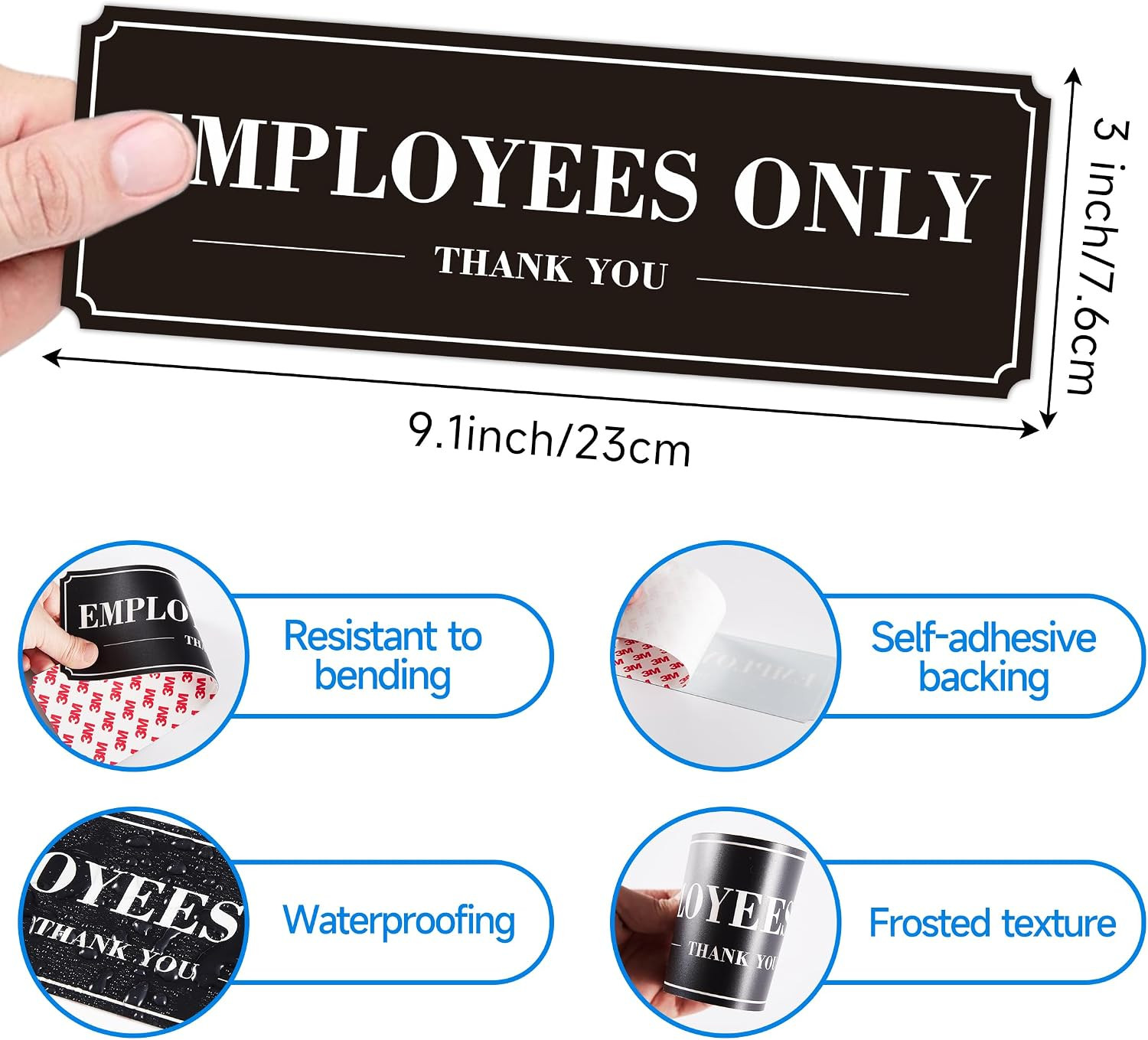 Employees Only Sign for Door, (2 Pack) Self-Adhesive Staff Only for Business Doo