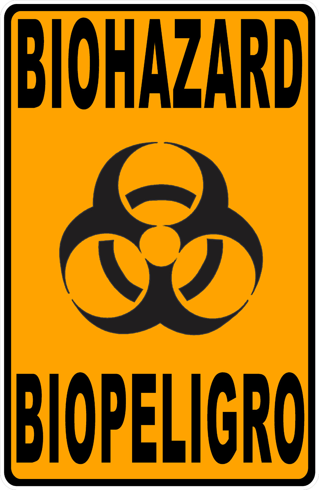 Bilingual Biohazard Sign. Biopeligro. Size Options. English Spanish Safety Signs