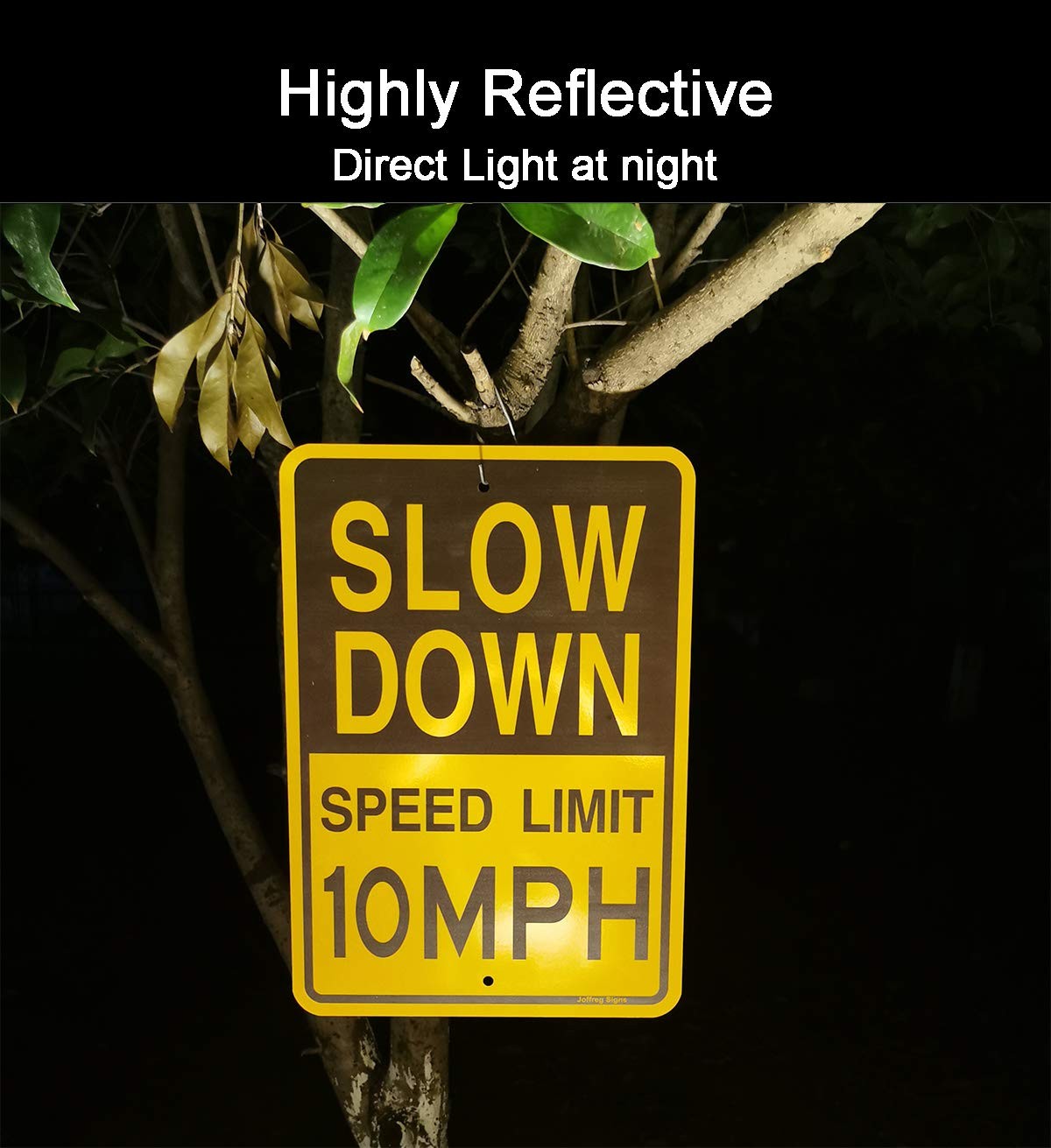 2 PCS Slow Down Speed Limit 10 MPH Sign Reflective Aluminum 17×12 Inch