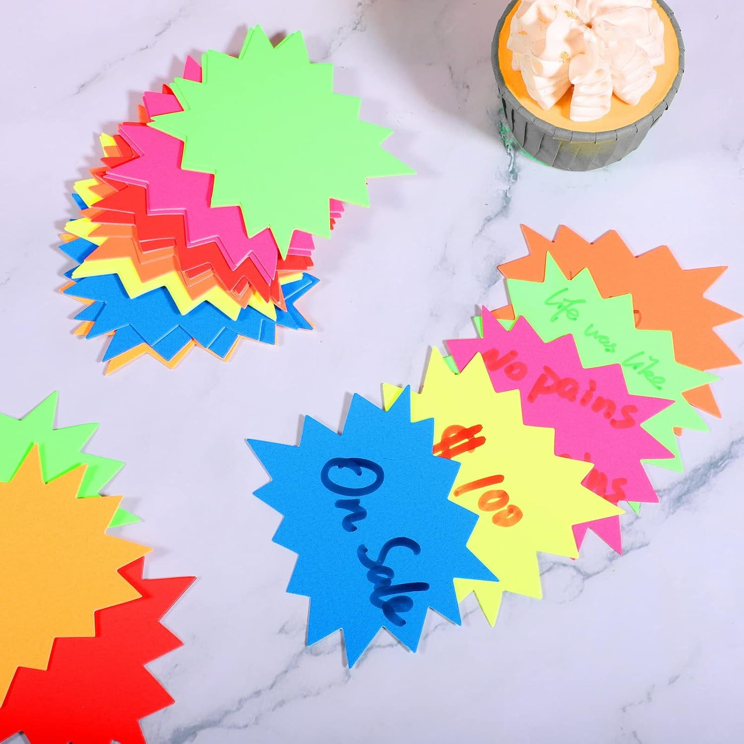 400 Pieces Yard Sale Price Stickers, Vision Board Supplies Starburst Neon Poster