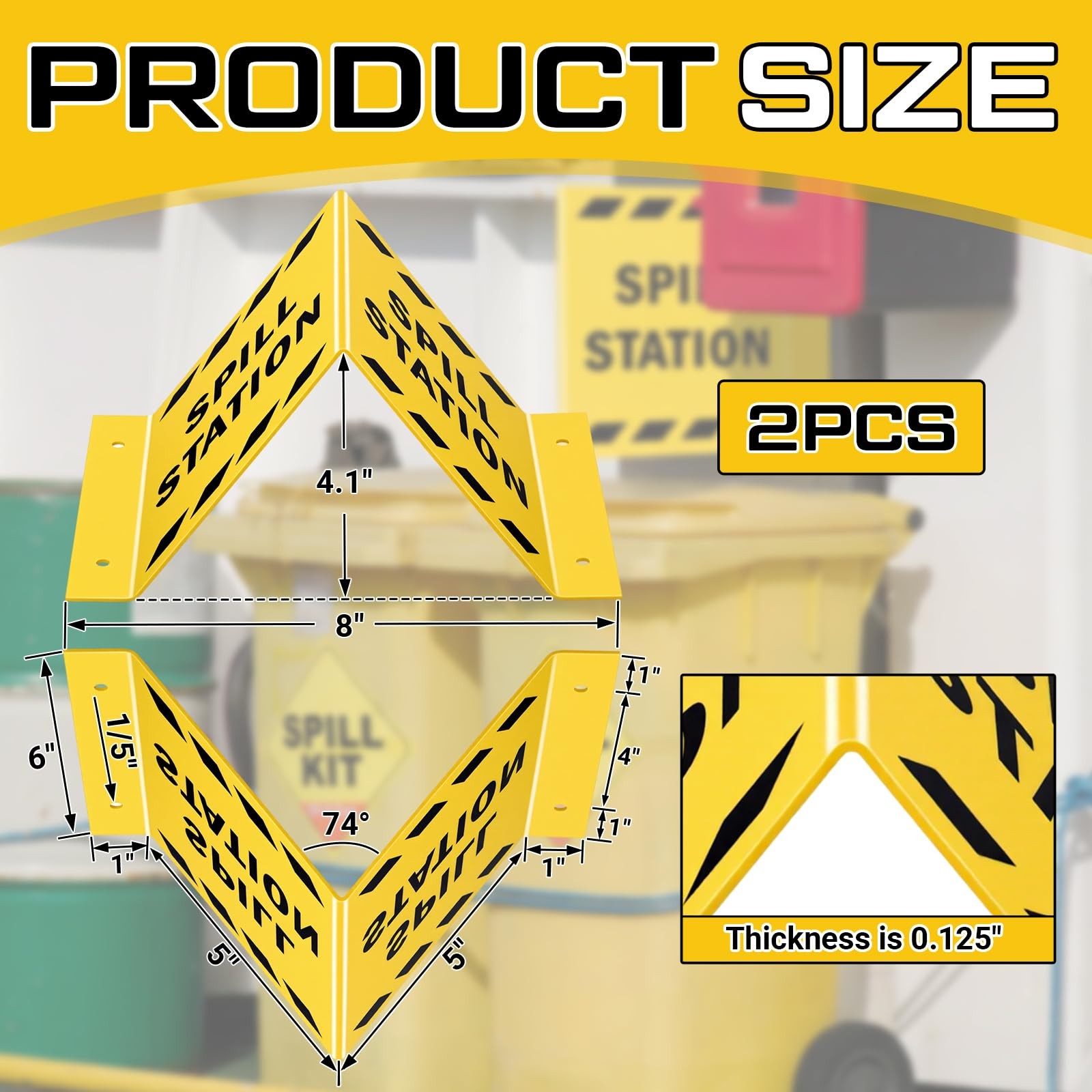 Otoolling 2 Pcs Spill Station Sign, 5&Prime; x 6&Prime; High-density Acrylic Spill Respon…