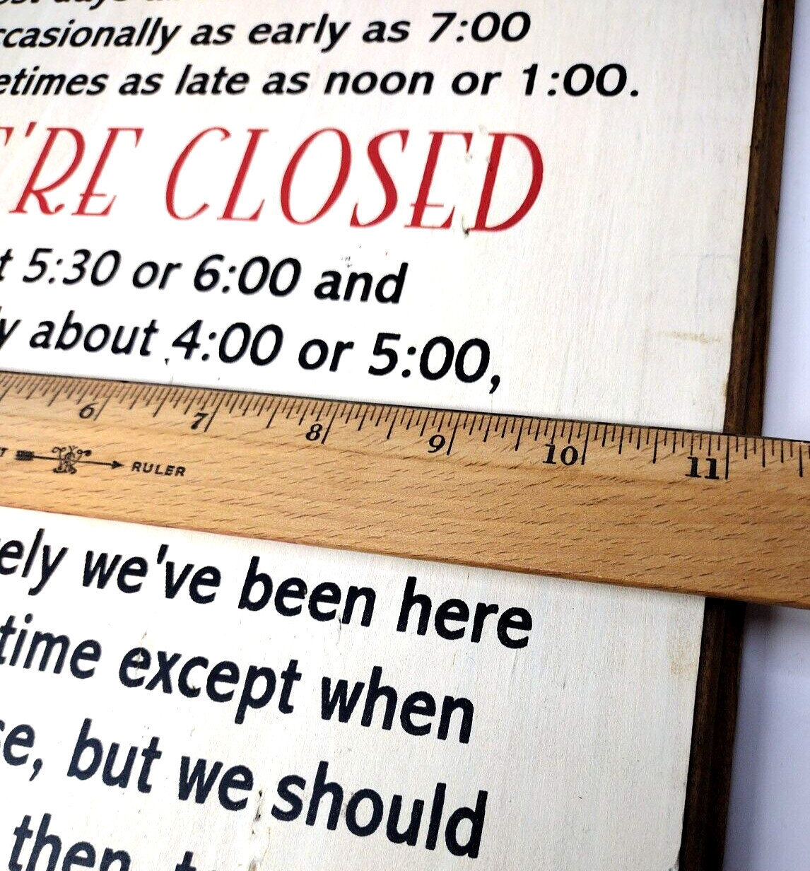 Business Hours Novelty 3/4&Prime; Solid Wooden Rustic Sign Open Closed 18&Prime; x 11.25&Prime;