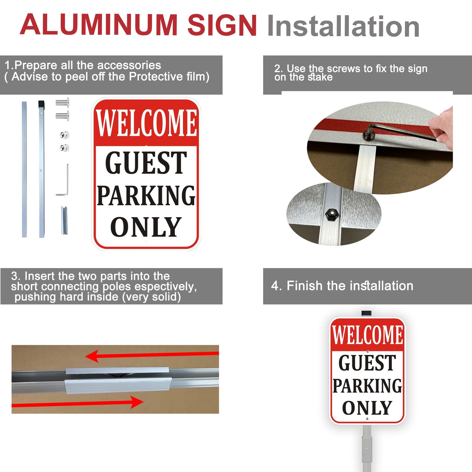 2Pack Welcome Guest Parking Only Sign with 36-Inch Metal Stakes, 10 x 14 Inch…