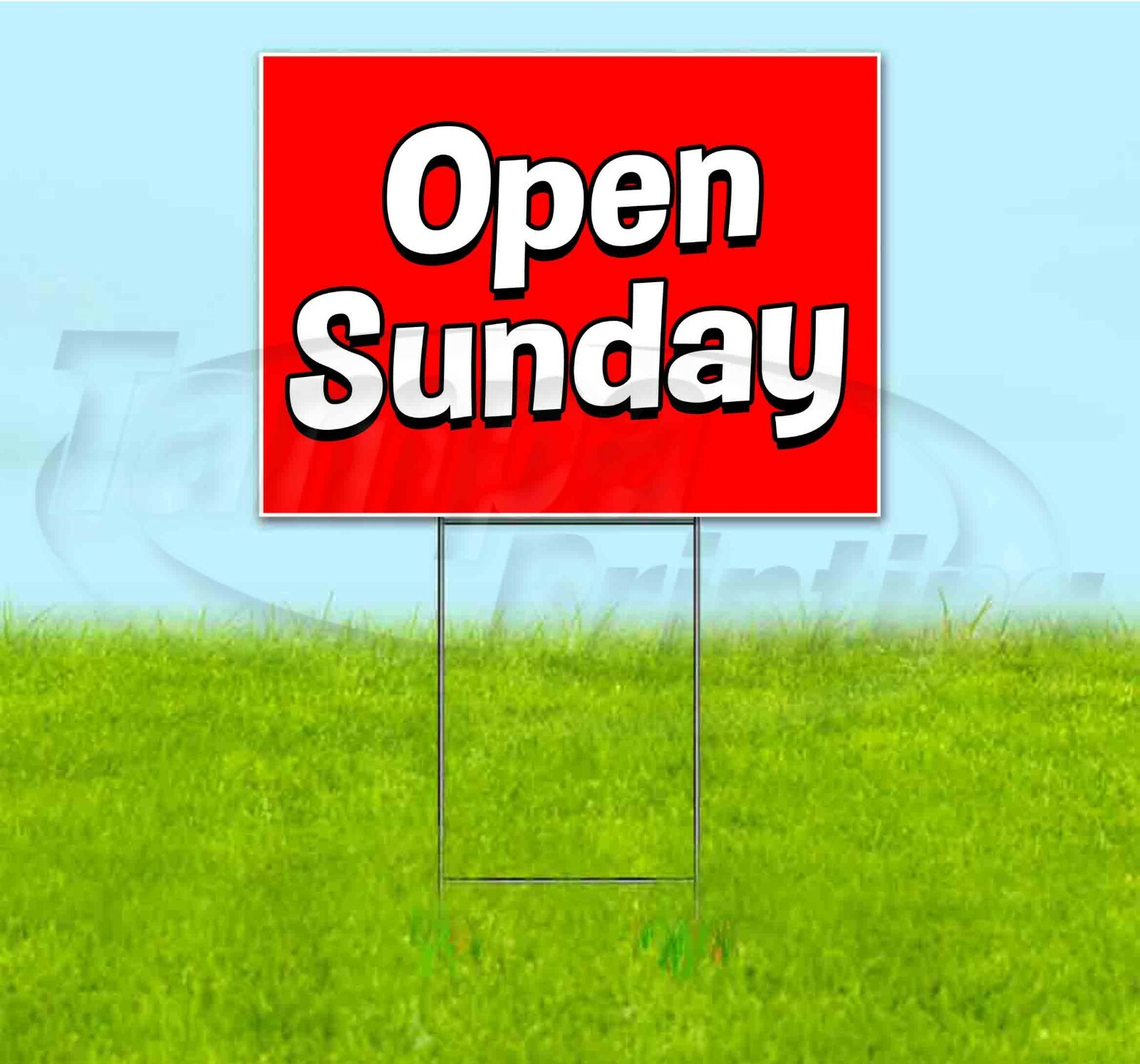 OPEN SUNDAY 18×24 Yard Sign WITH STAKE Corrugated Bandit USA BUSINESS STORE