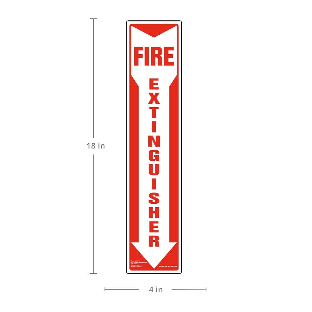5 PCS Fire Extinguisher Sign Vertical Red White Down Arrow 4×18 Inch Adhesive