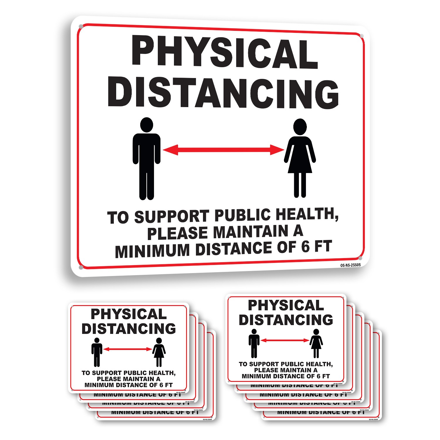 Physical Distancing To Support Public Health 6 Feet Public Safety Sign 5/10 Pack