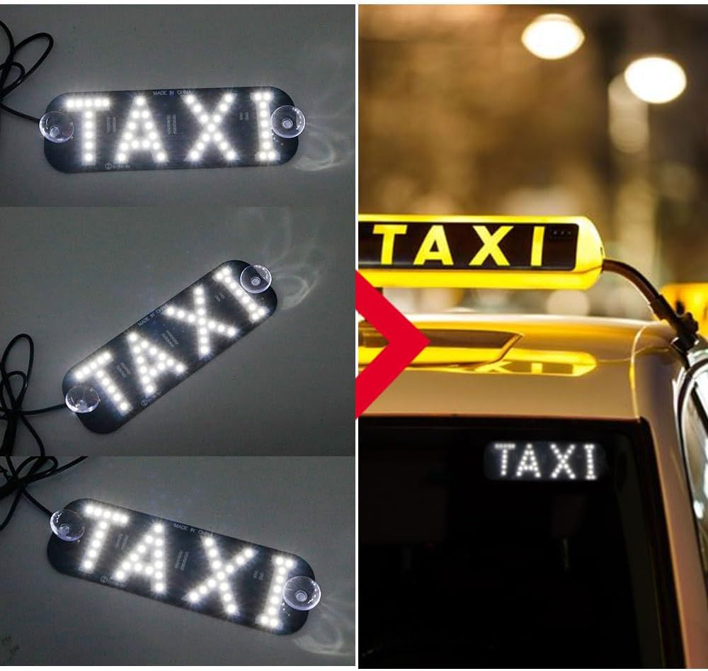 Juren 1pcs Taxi Sign Light USB On/Off Button, Bright Taxi LED Sign, Suction Cup