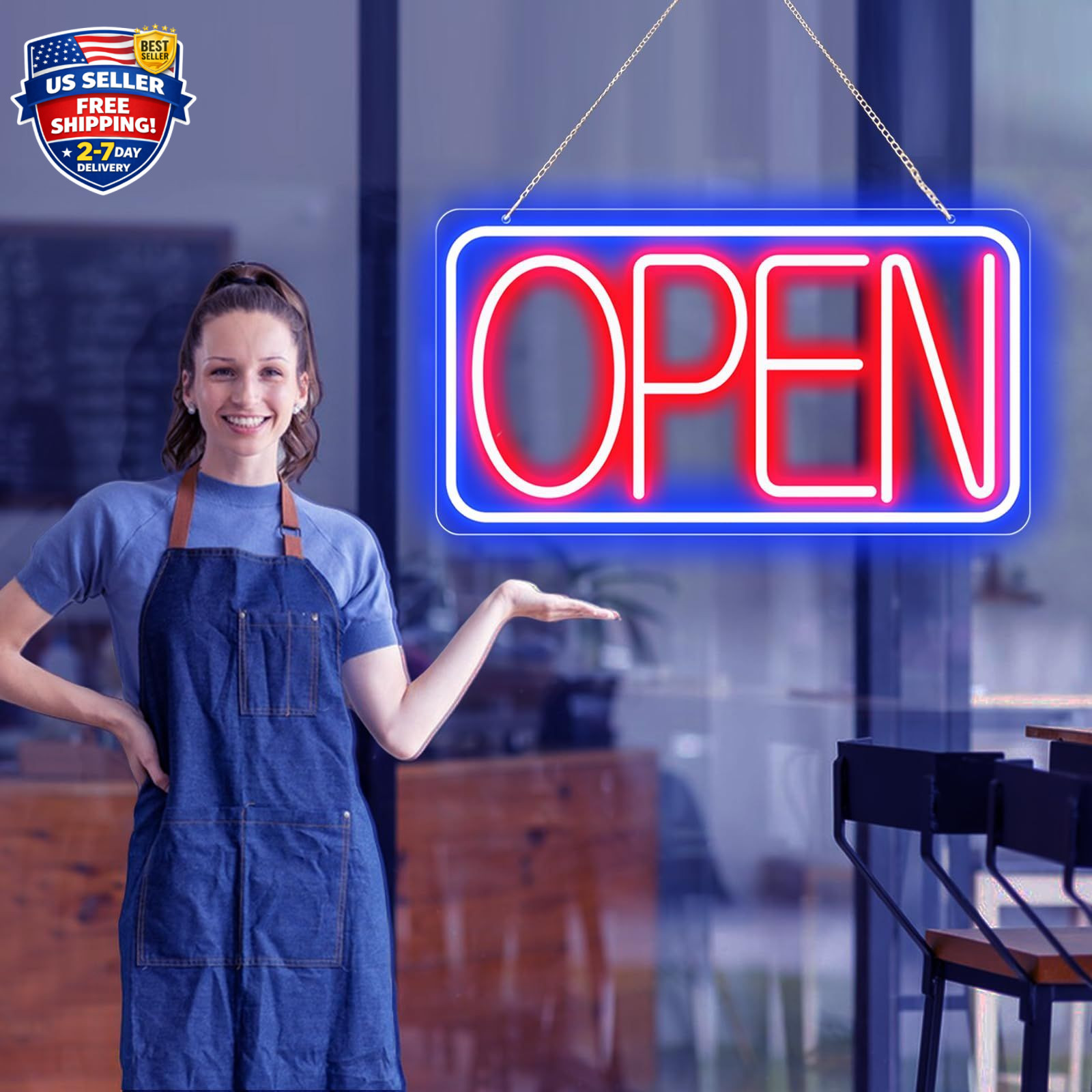 16.5&Prime; X 9&Prime; Led Neon Open Signs for Business Ultra Bright Plug In Electric Light