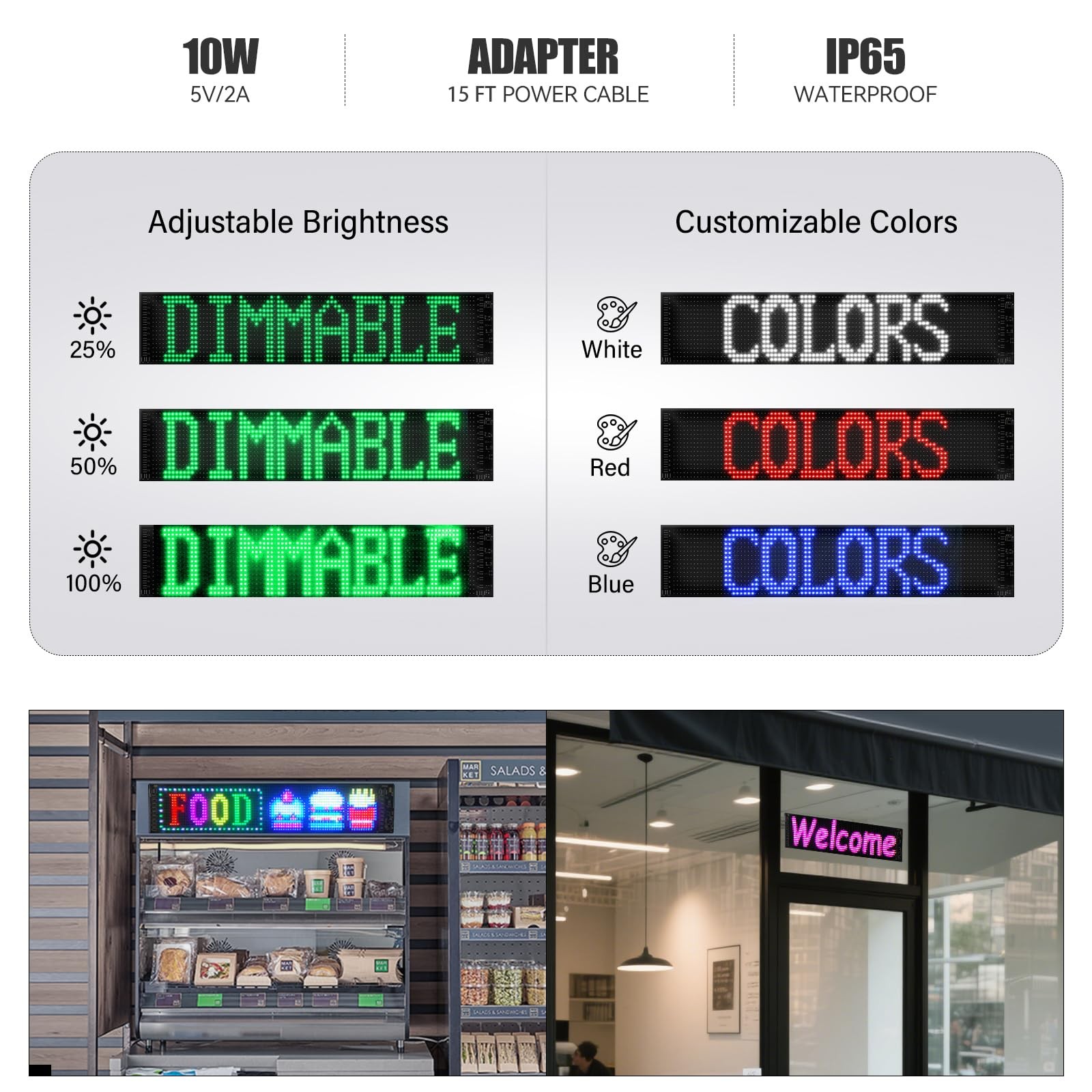 24 »x5 » Programmable LED Sign with Bluetooth Control, Flexible Scrolling LED Si