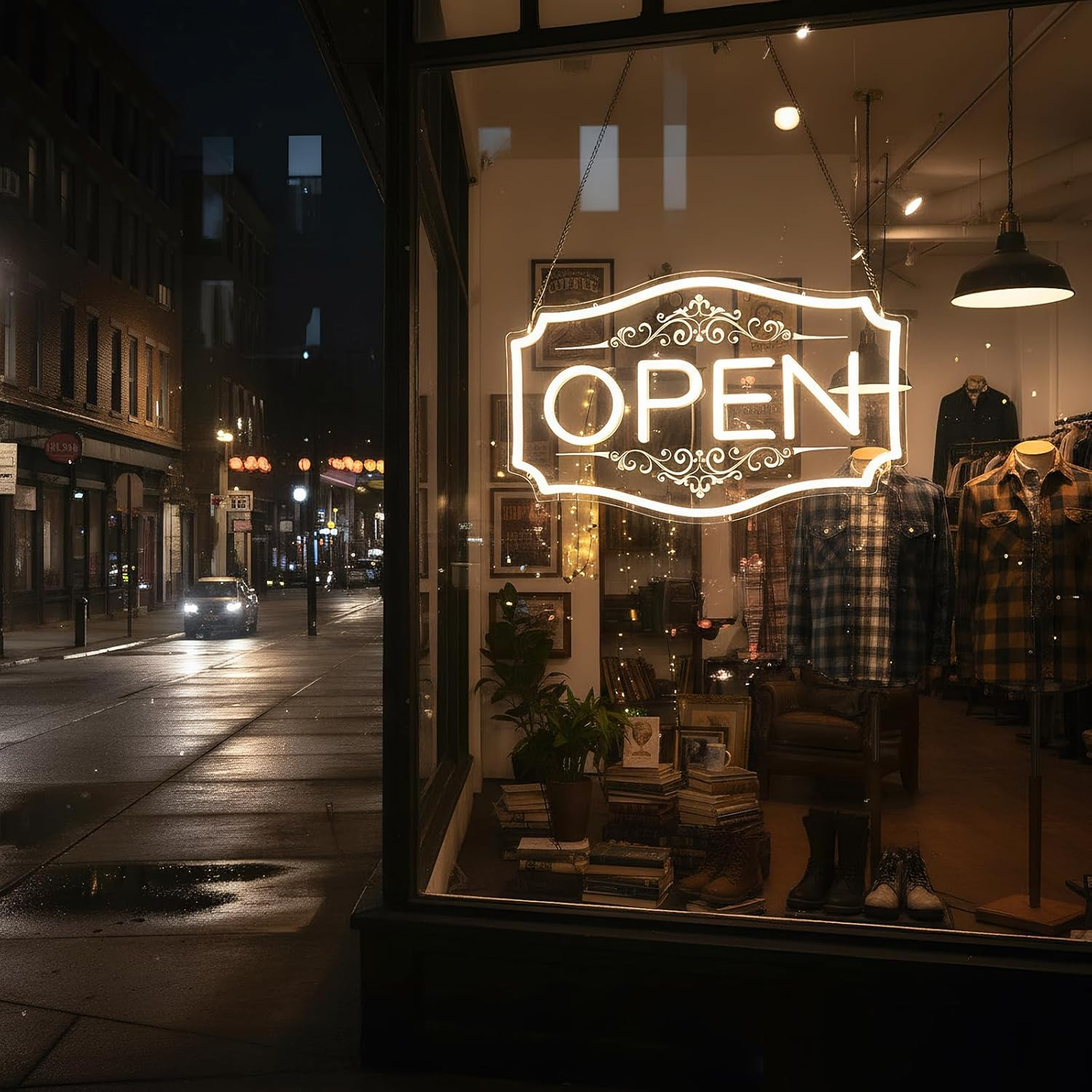 Dimmable 22&Prime; LED Neon Open Sign – Warm White for Storefronts & Windows