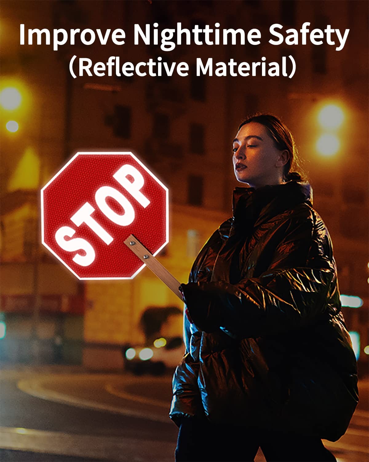 Stop Slow Sign, Double Sided Street Slow Warning Reflective Signs, 13×13 inch…