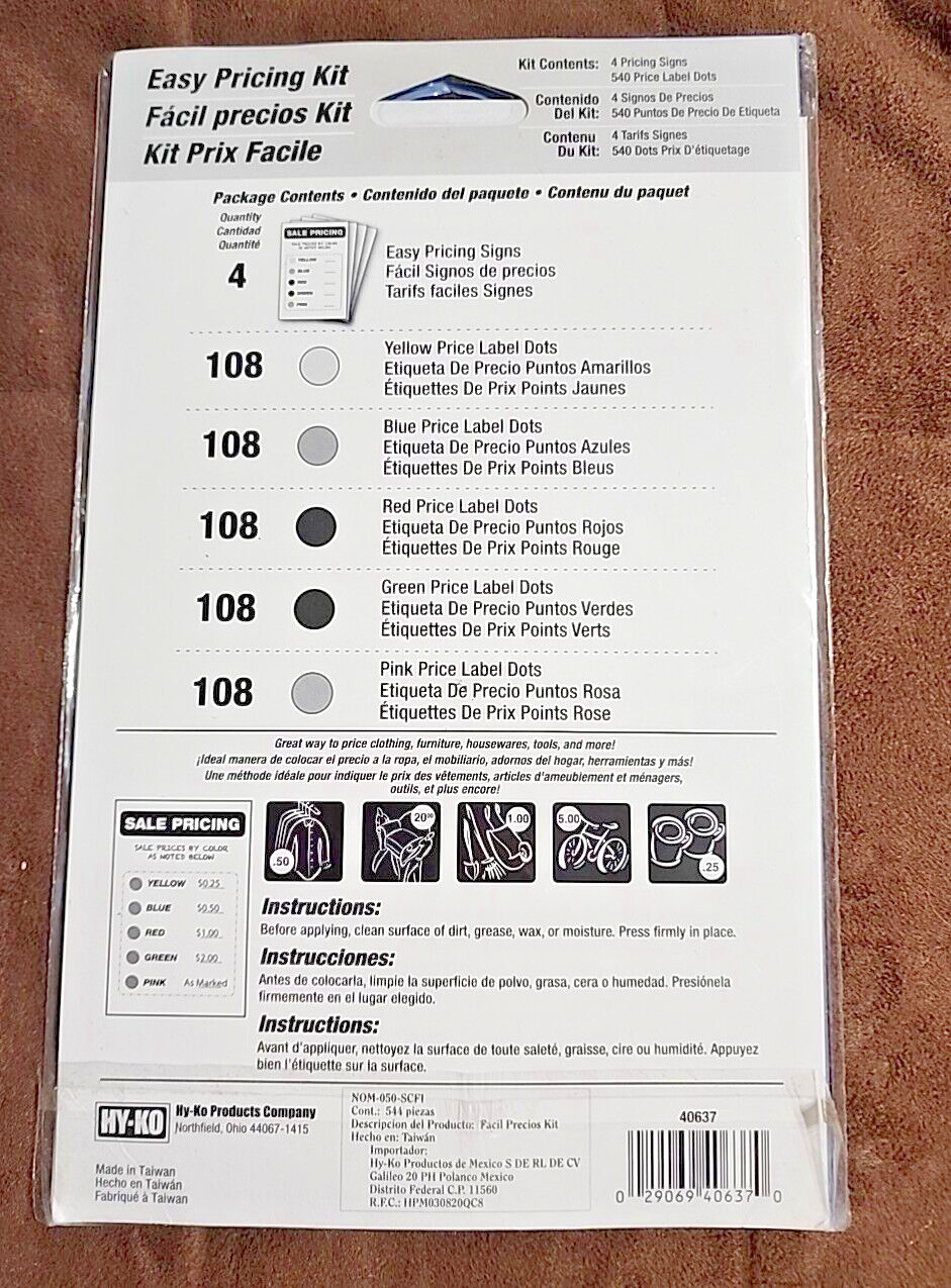 HY-KO Products 40637 Garage Sale Pricing Kit, Yard Sale Stickers Various Colors