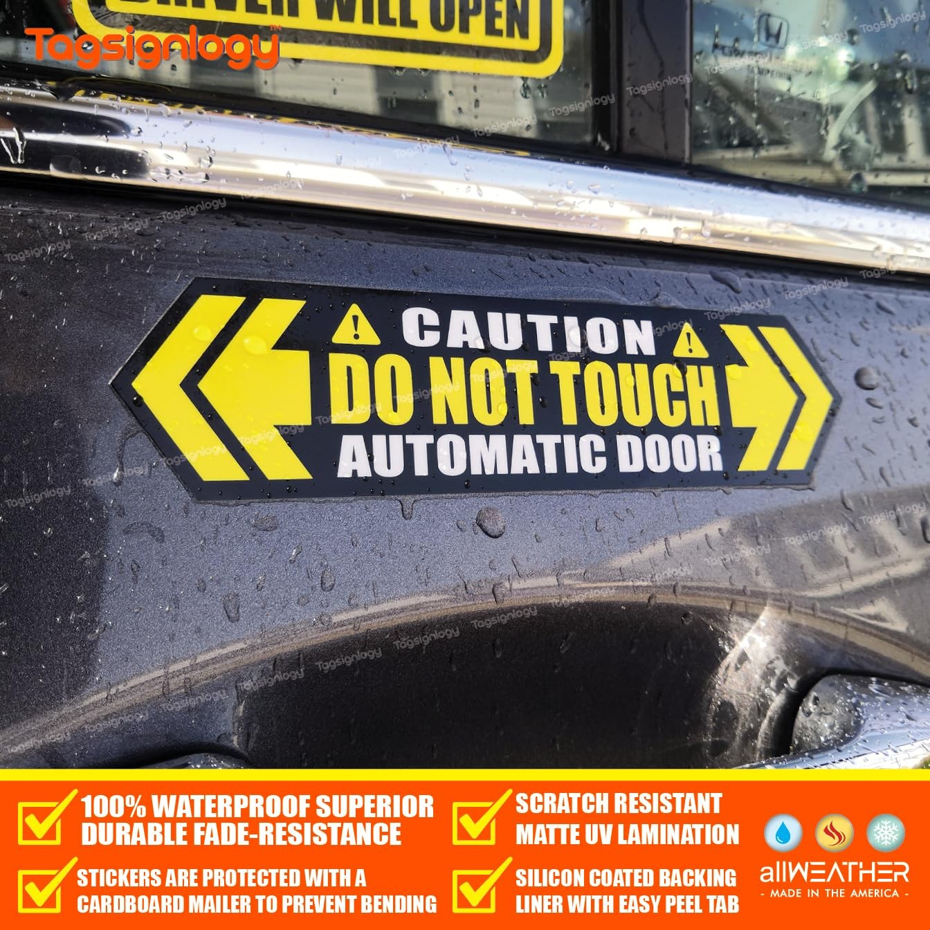 Caution Automatic Door/Driver Will Open/DO NOT Small Signage, Full Color