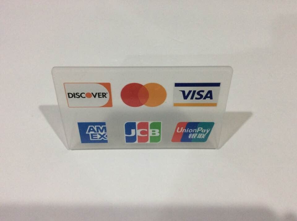 Credit card table sign