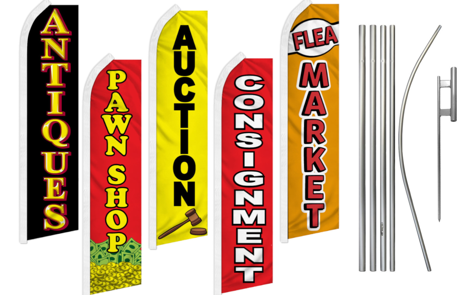 Thrift Advertising Swooper Flutter Feather Flag Kit Flea Market Consignment Pawn