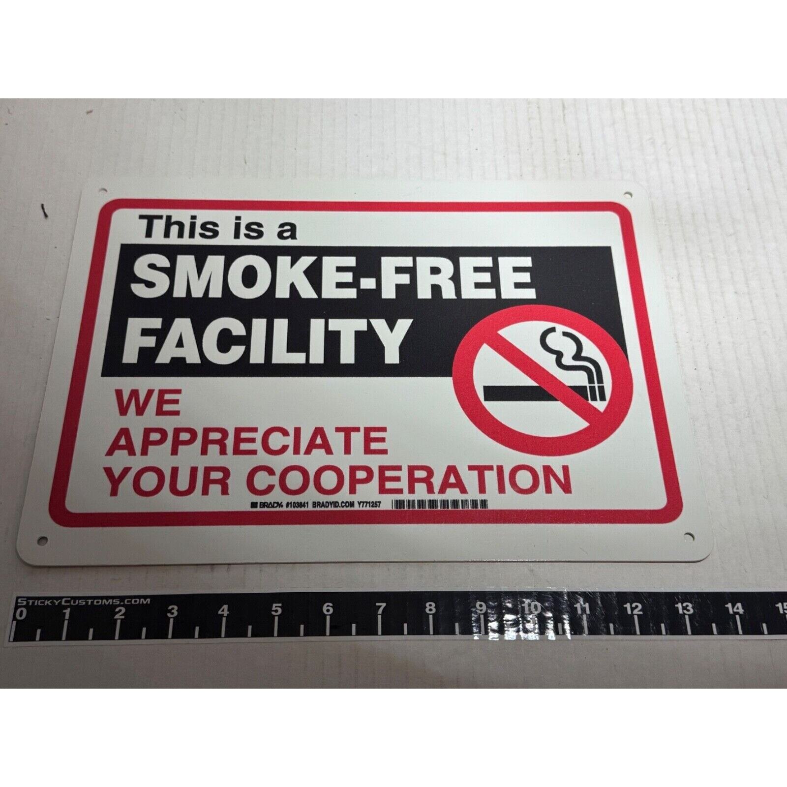 Brady 103841 Plastic, 10&Prime; X 14&Prime; Legend « This Is A Smoke-Free Facility 12PK