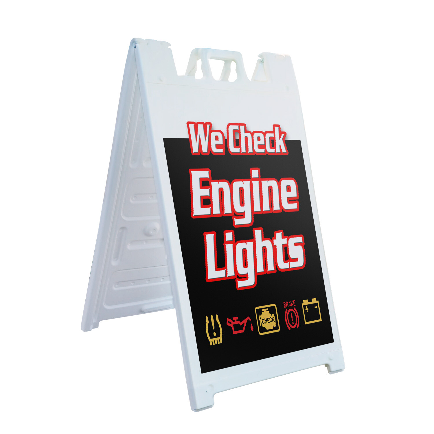 A-frame Sidewalk We Check Engine Lights 24&Prime; x 36&Prime; Double Sided A-Frame Sidewalk