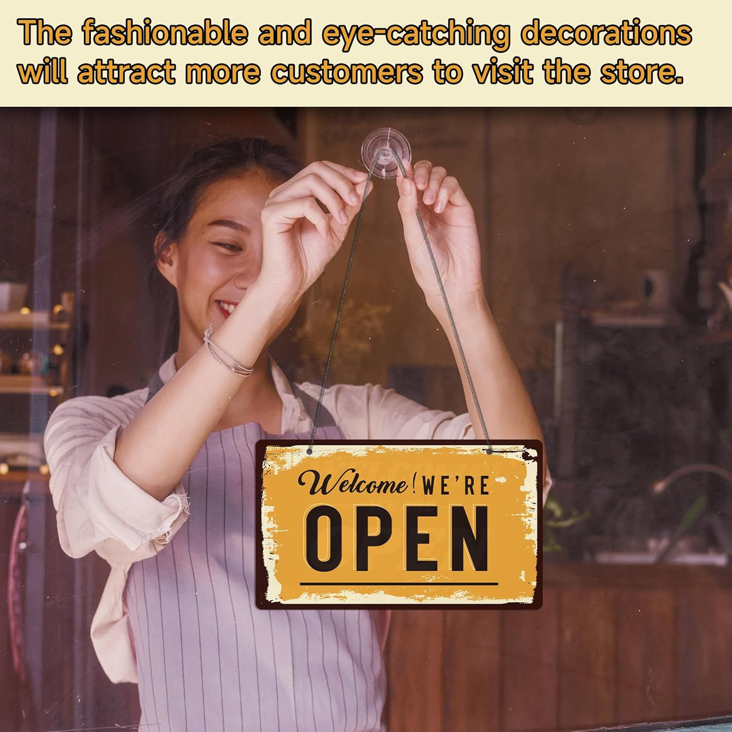 Open Closed Signs for Business, 10×5.9 Waterproof Double Sided PVC Come In or Cl
