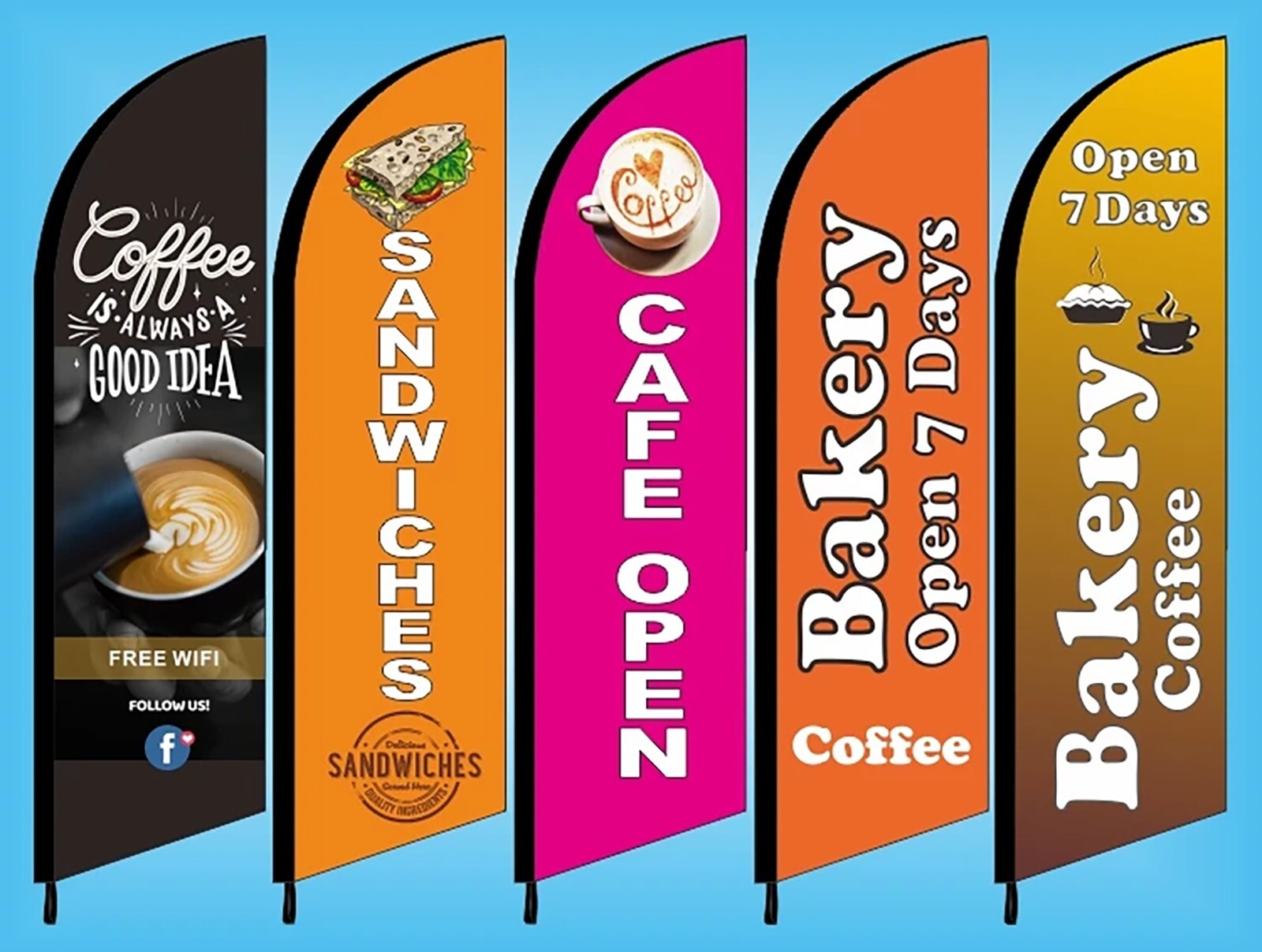 Custom Double-Sided Teardrop Feather Flags Swooper Advertising Flags Banners
