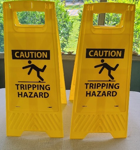 Tripping Hazard Sign – Yellow Double-Sided PVC Material – Foldable HDFS212