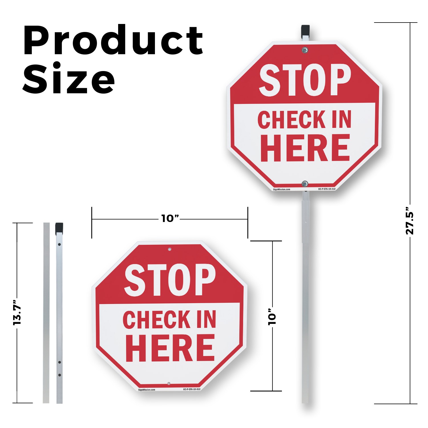 Stop Check in Here Octagon Sign With Stake Weather Resistant UV Protected