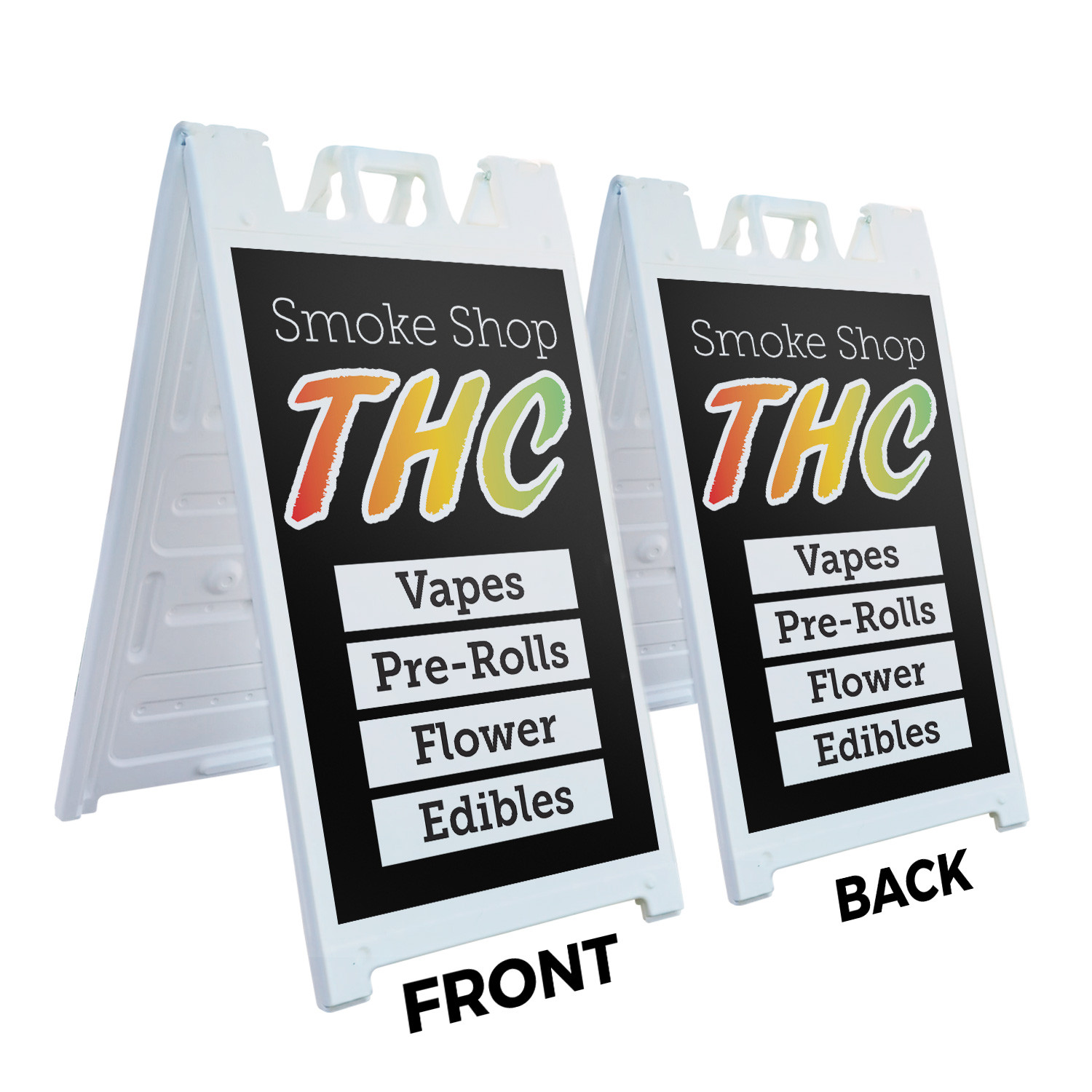 Smoke Shop THC Heavy Duty A-Frame Sidewalk Sign Alternative Wellness Herbal