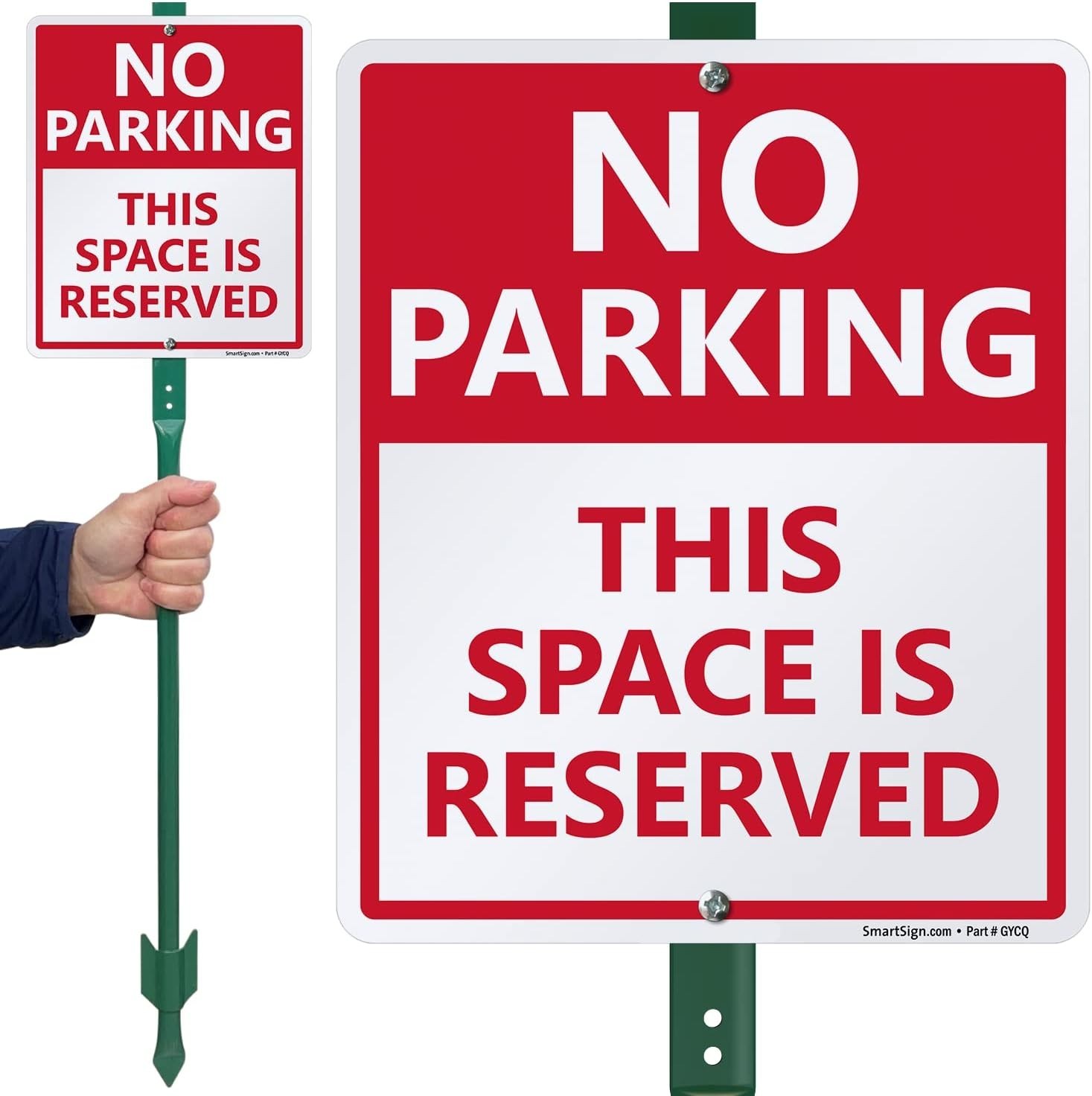 Professional Quality No Parking Sign with 3ft Stake, UV Protected Aluminum