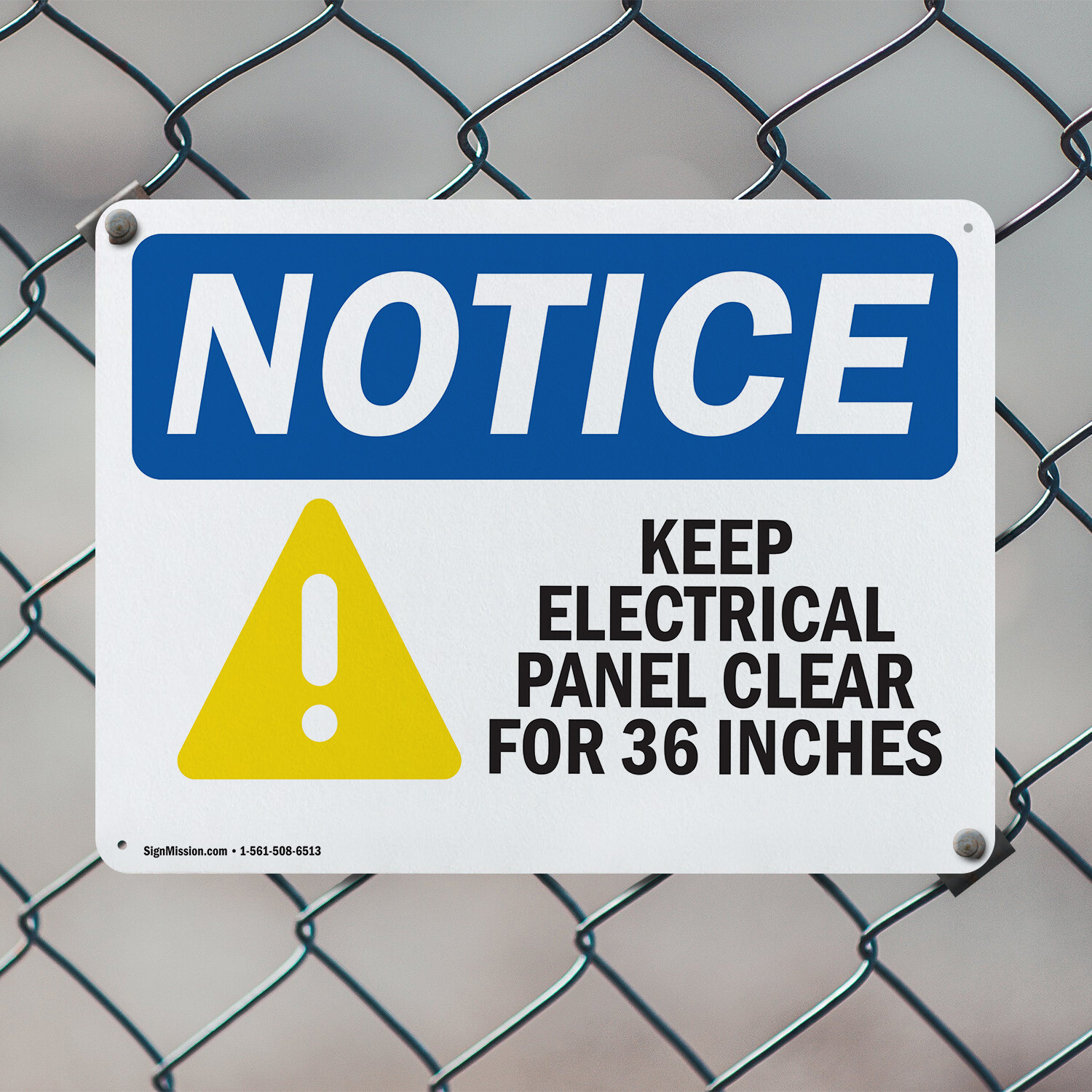(2 Pack) Keep Electrical Panel Clear OSHA Notice Sign Decal Metal Plastic