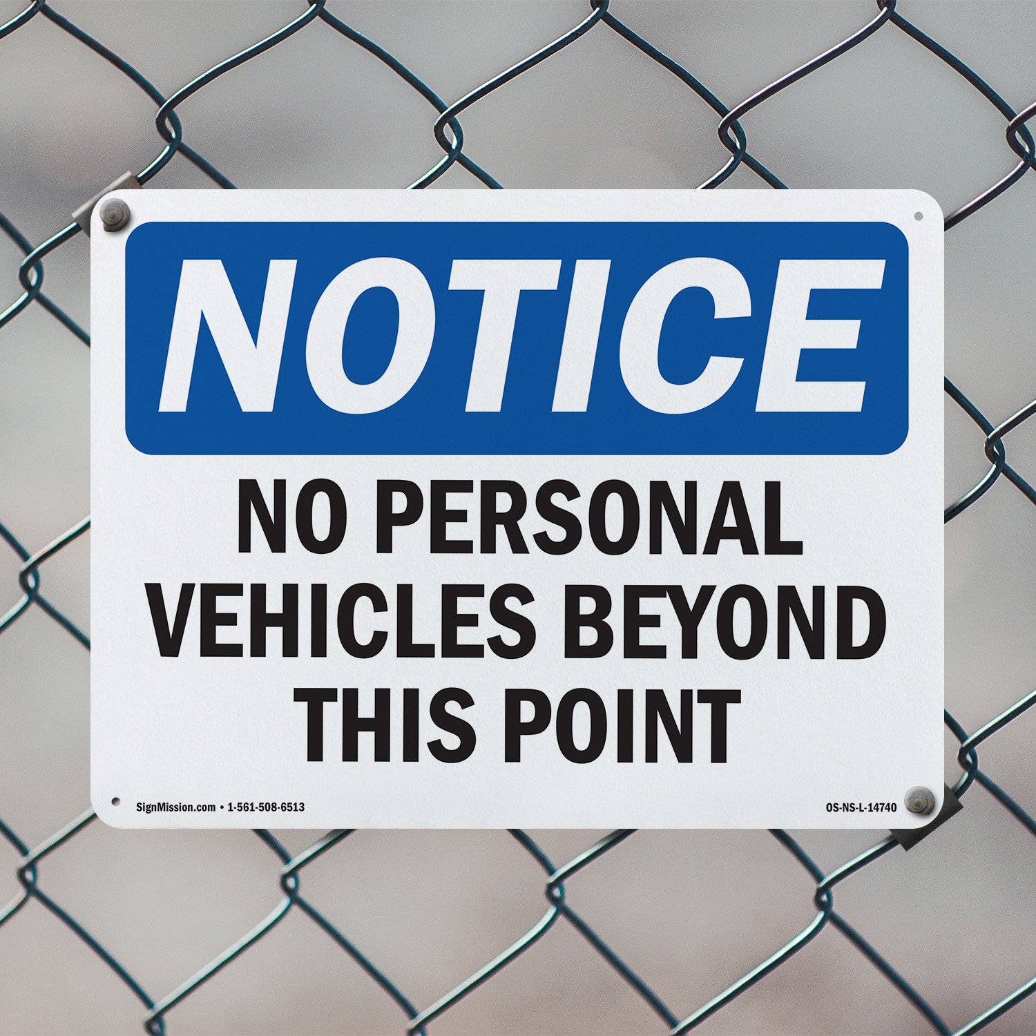 No Personal Vehicles Beyond This Point OSHA Notice Sign Or Decal – 5 or 10 Pack