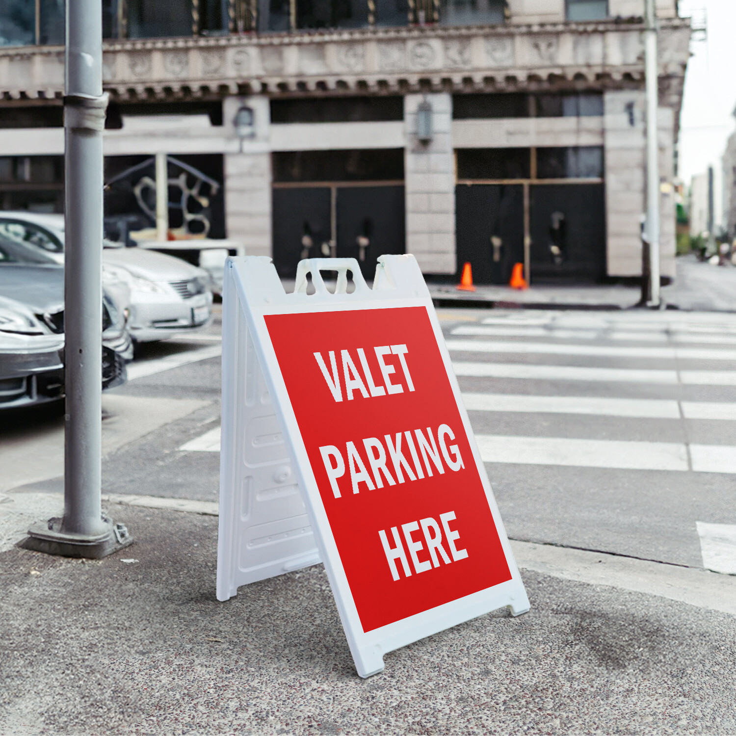 A-frame Sidewalk Valet Parking Here 24&Prime; x 36&Prime; Double Sided A-Frame Sidewalk Sign