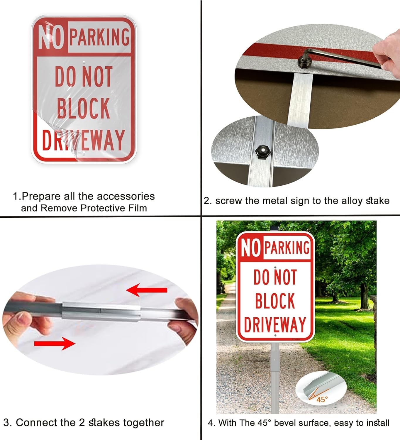 14&Prime; x 10&Prime; Reflective No Parking Signs – 2 Pack with Rust-Free Stake Included