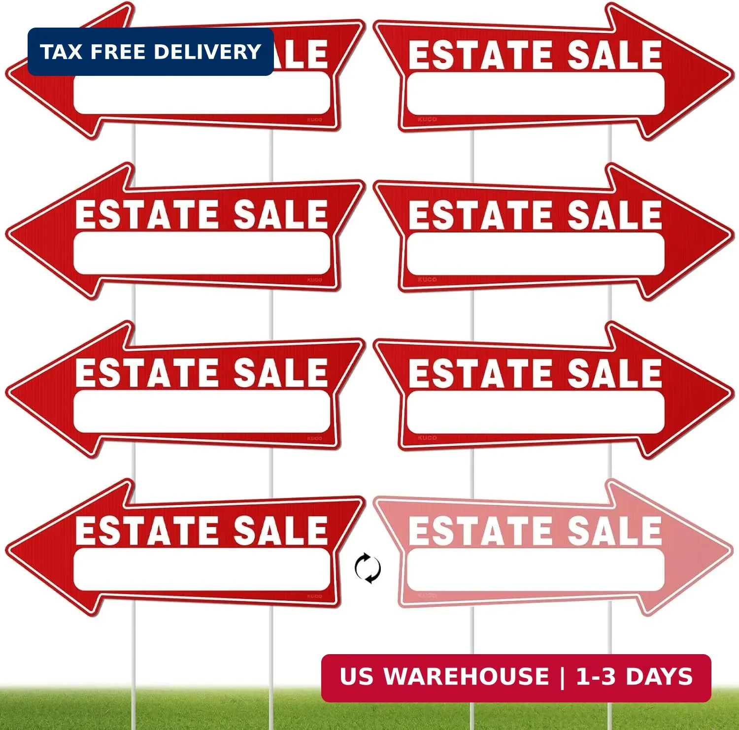 7 PC Estate Sale Signs, 17&Prime; x 6&Prime;, Estate Sale Signs with Stakes Double Sided, La