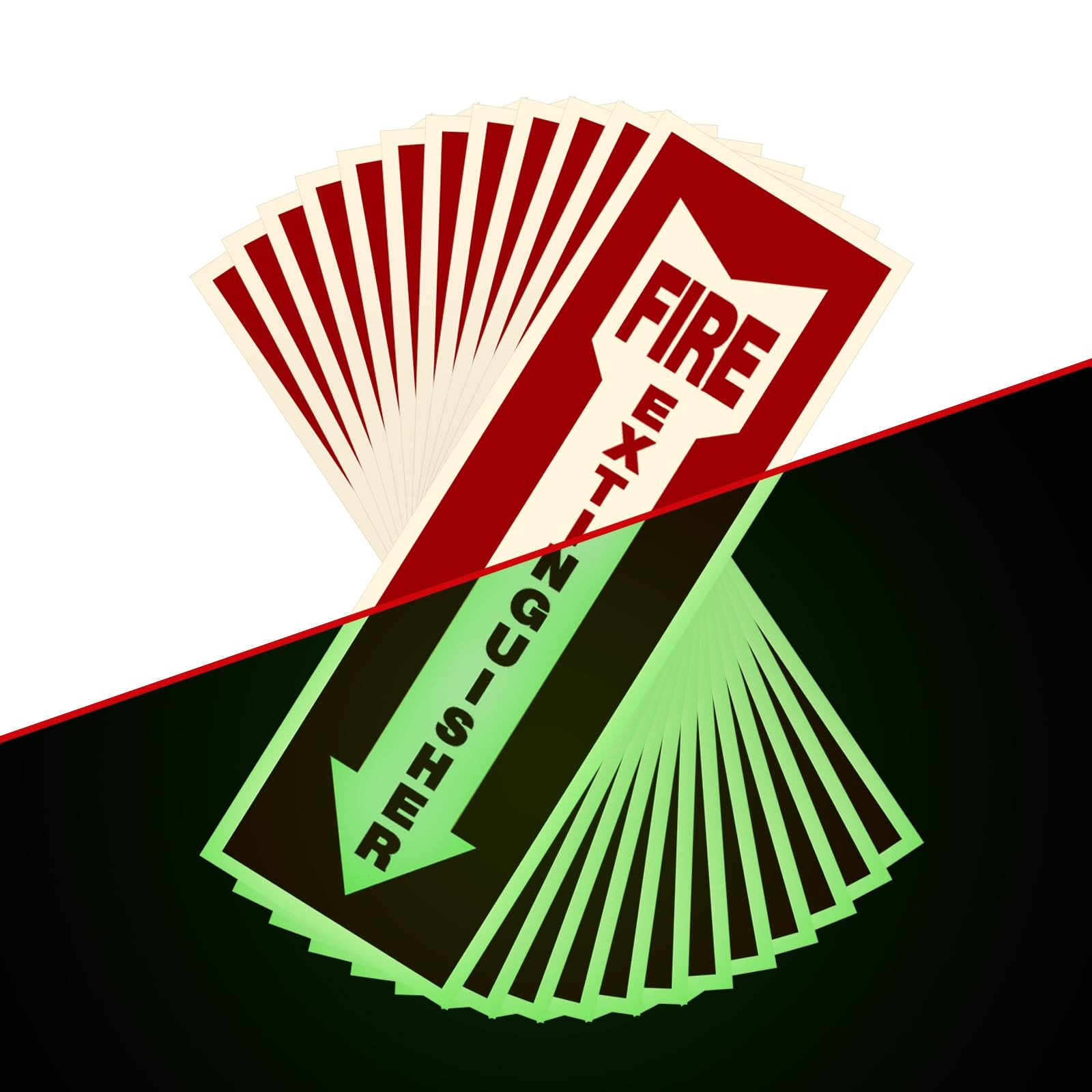 Fire Extinguisher Signs,Safety Sign Sticker glow in the dark 12 Small, red