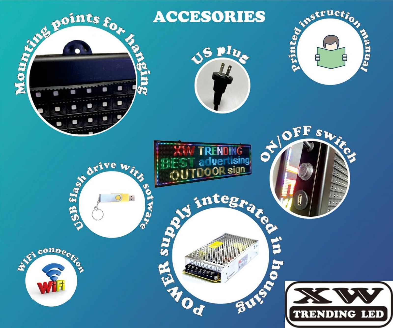 LED sign, scrolling sign 40&Prime; x 14&Prime;, WiFi perfect tool for advertising, color …