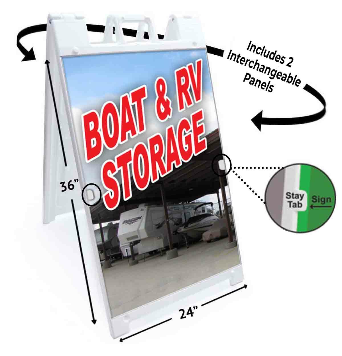 BOAT AND RV STORAGE Signicade 24×36 A Frame Sidewalk Pavement Sign Double Sided