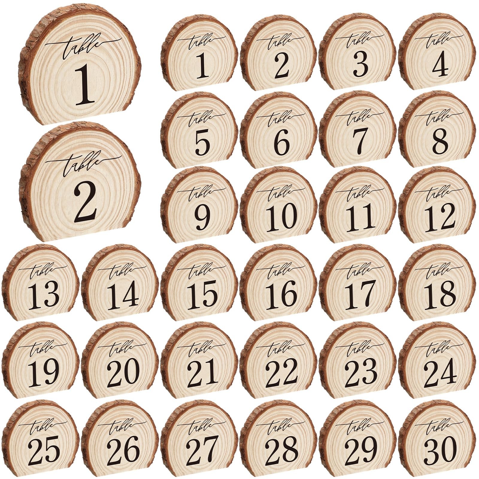 31 Pcs Wooden Wedding Table Numbers 1-30, Wooden Restaurant Table Numbers Cen…