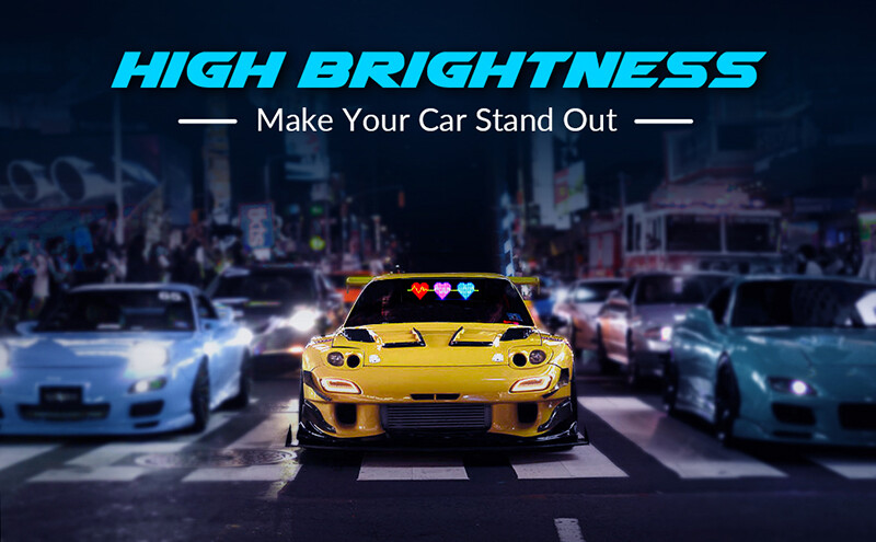 LED Sign USB Programmable Pixel Matrix Soft Message Screen App Control Car
