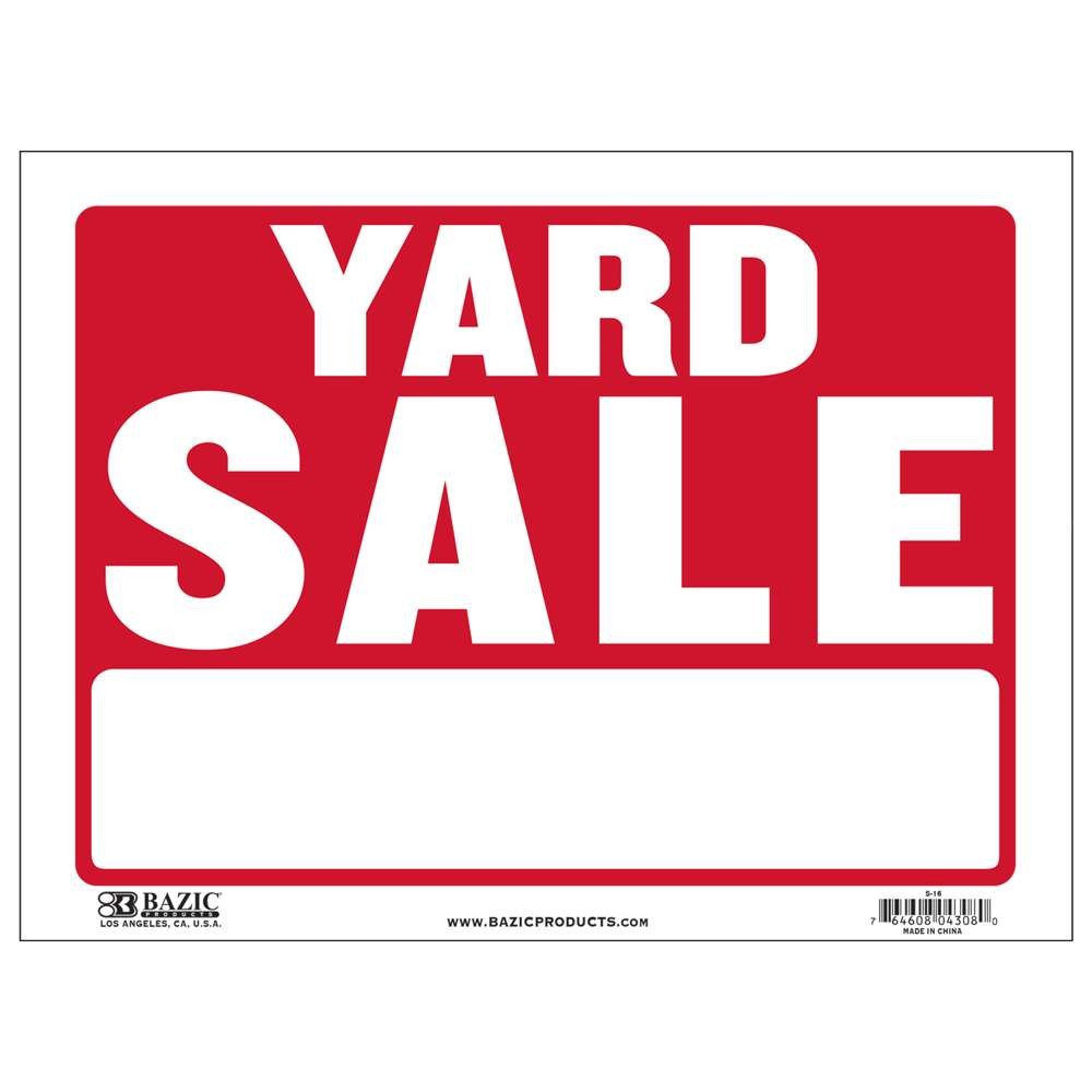 BAZIC 9&Prime; X 12&Prime; Yard Sale Sign, pack of 24