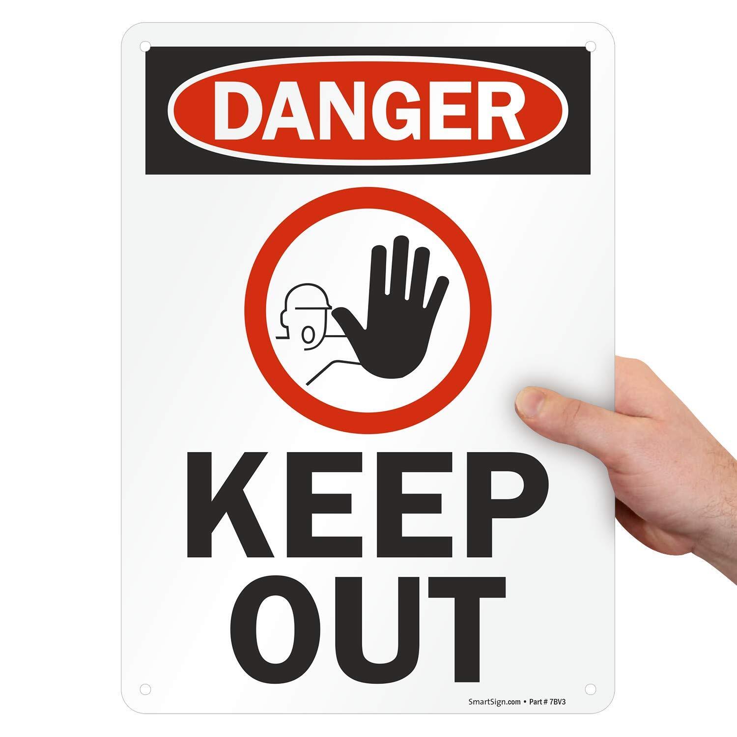 10×14 inch « Danger – Keep Out » Sign Heavy Duty Industrial Plastic Red Black