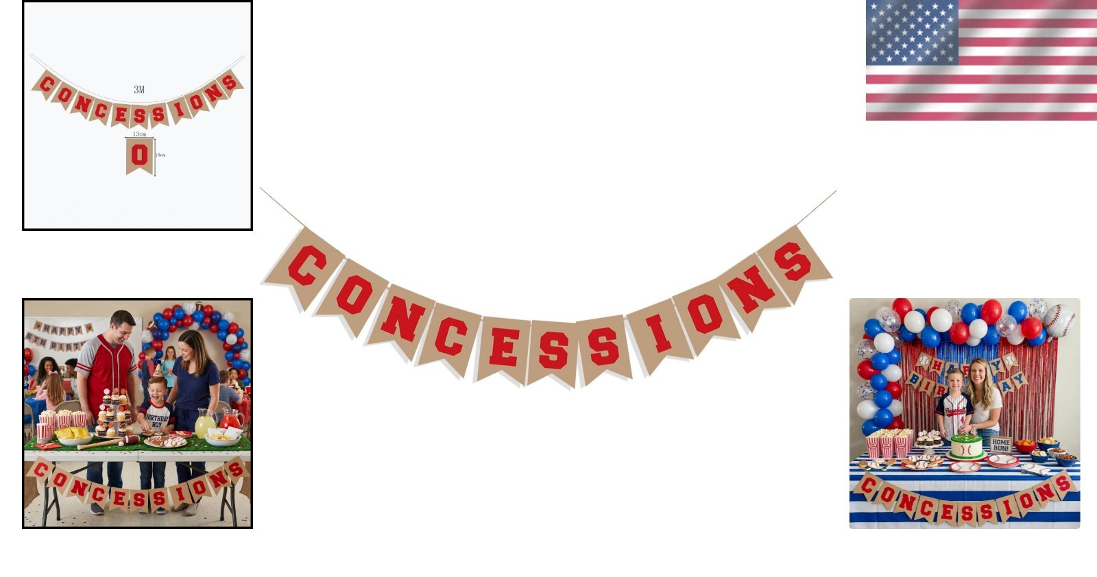 Baseball Party Banner Concession Stand Sign Sports Party Decorations