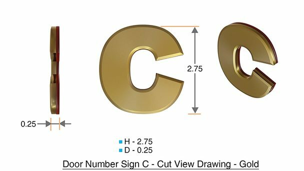 1 PCS – Apartment Number Sign/Mailbox Number Sign,Letter C (Gold,3D…ref0420