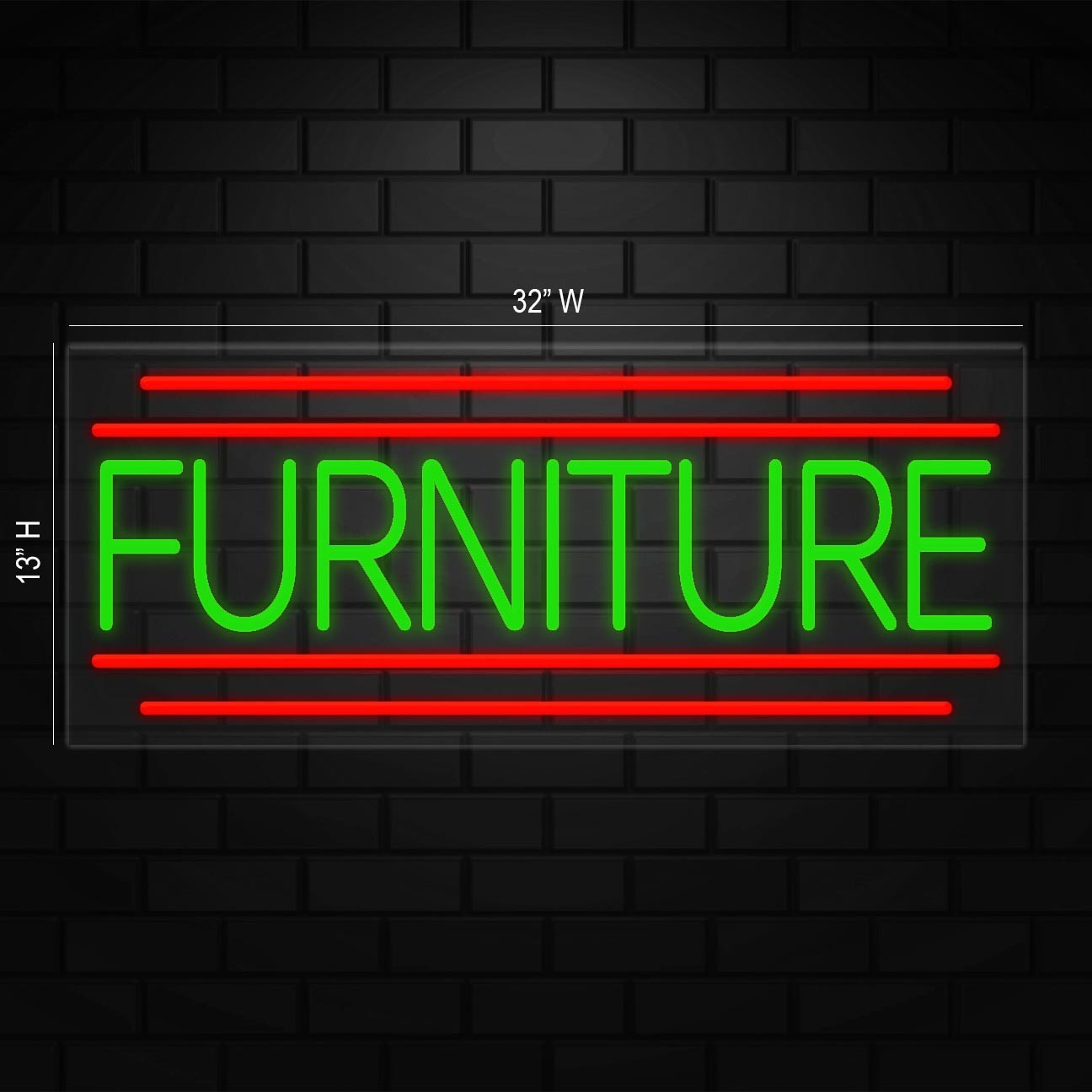 Furniture Neon Sign for Retail Displays | LED Flex Neon | 32&Prime;W x 13&Prime;H x 1&Prime;D