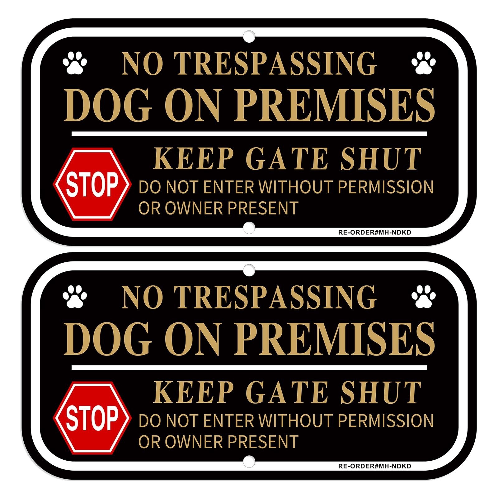 No Trespassing Dog On Premises Signs, 2 Pack Dog On Premises Keep Gate Shut S…