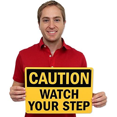 7×10 inch « Caution – Watch Your Step » Plastic Sign for Floors Stairs Safety