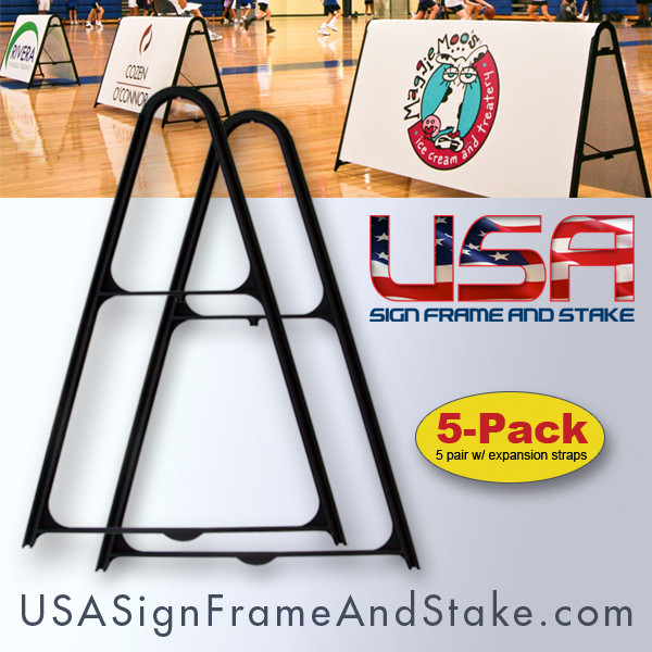 Small A-Frame Sidewalk Sign Frame – 5-Pack – 18&Prime;x24&Prime; and Up – Expandable