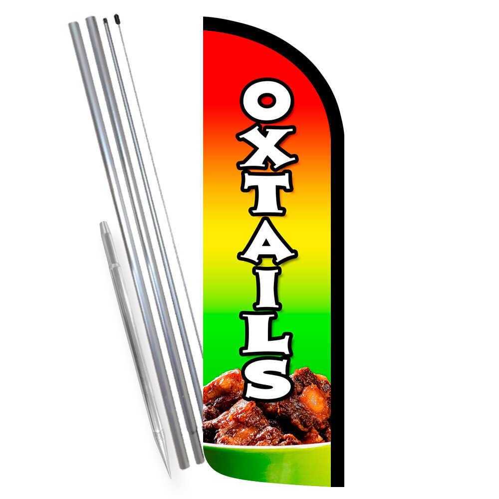 OXTAILS Premium Windless Feather Flag Bundle (Complete Kit) OR Optional Replacem