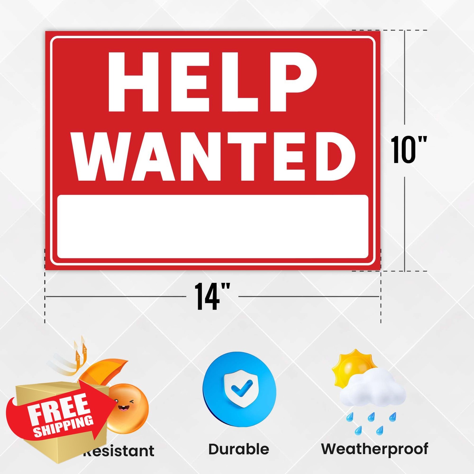 Venicor Help Wanted Sign 14×10 Inch 20 mil Plastic